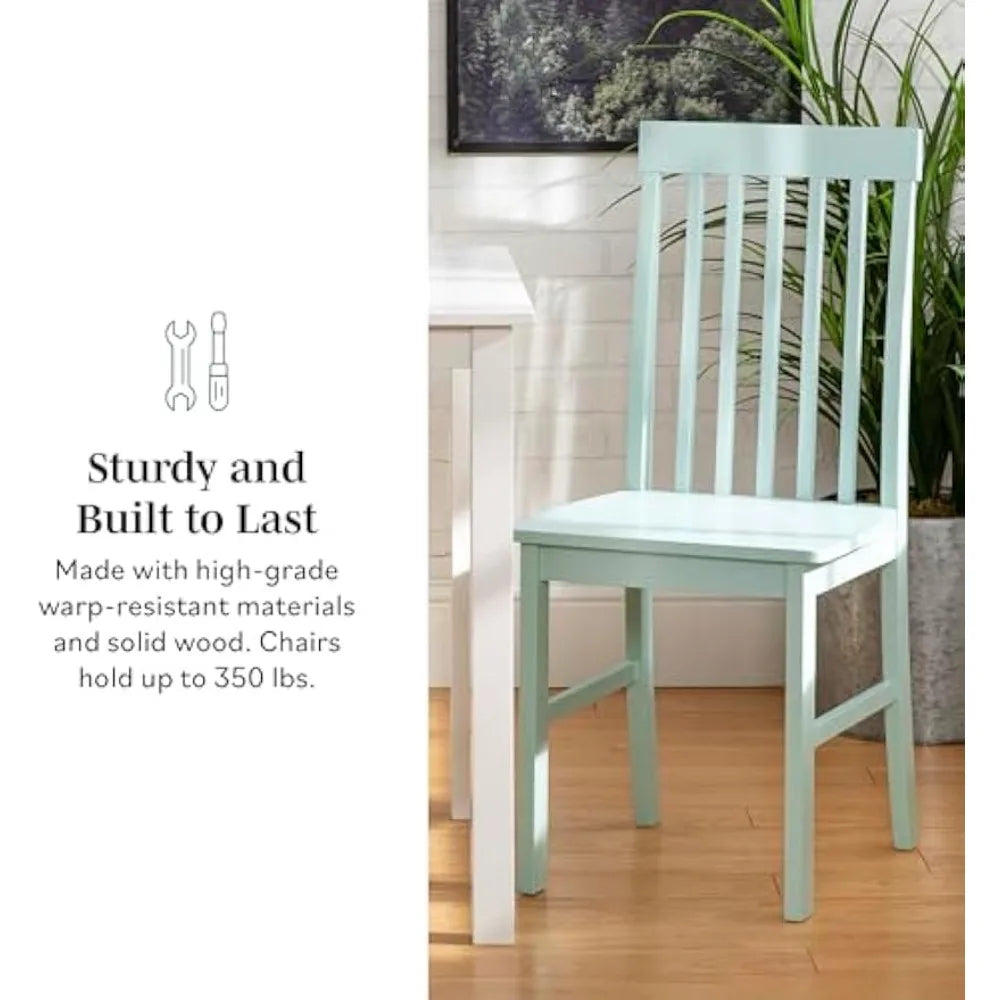 4 Person Modern Farmhouse Wood Small Dining Table Dining Room Kitchen Table Set 4 Chairs Set, 48 Inch, White and Grey