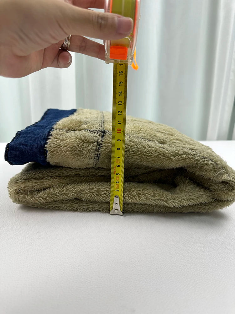 Winter High Waist Pencil Jeans for Women Thickened Lamb Fluff Skinny Denim Pants Warm Stretch Vaqueros Big Size 34 Casual Winter Jeans