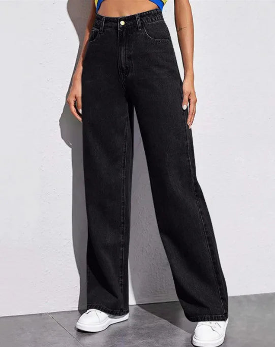 Autumn and Winter New Mopping Wide Legs Europe and The United States Loose High Waist Straight Slim Jeans Women