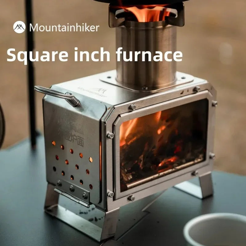MOUNTAINHIKER Portable Firewood Square Stove for Camping