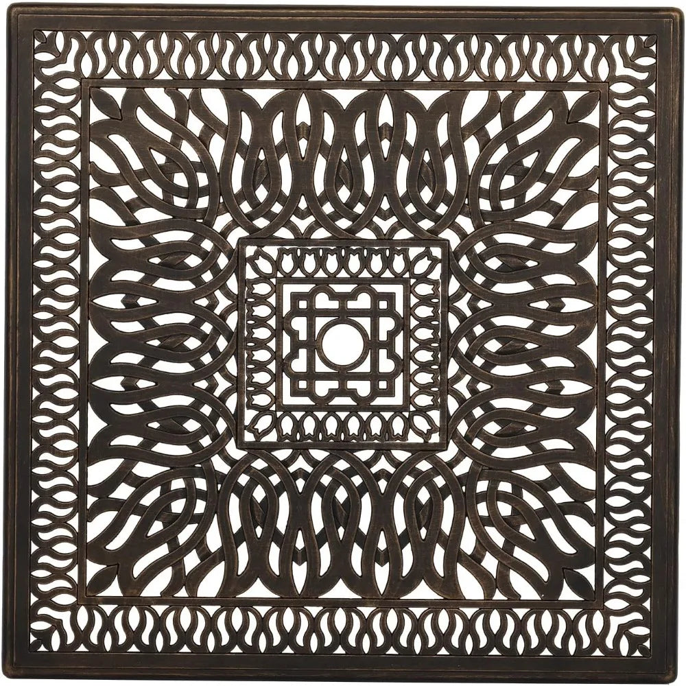 5Pcs Cast Aluminium Patio Dining Set with 4 Chairs And 1 Umbrella Table Modern Outdoor Garden Furniture round Shape for Yard