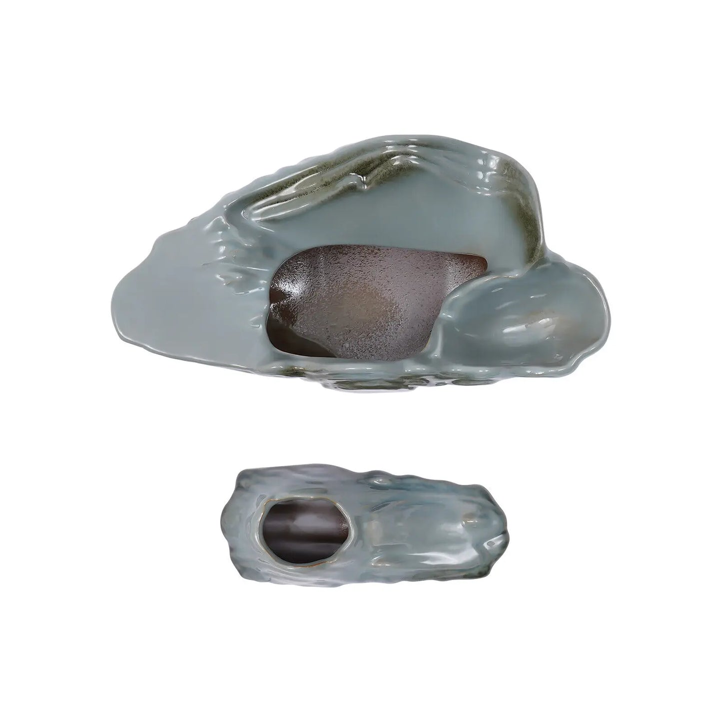 Indoor Desktop Water Fountain with Atomizer and LED Light Resin Waterfall Table Decor