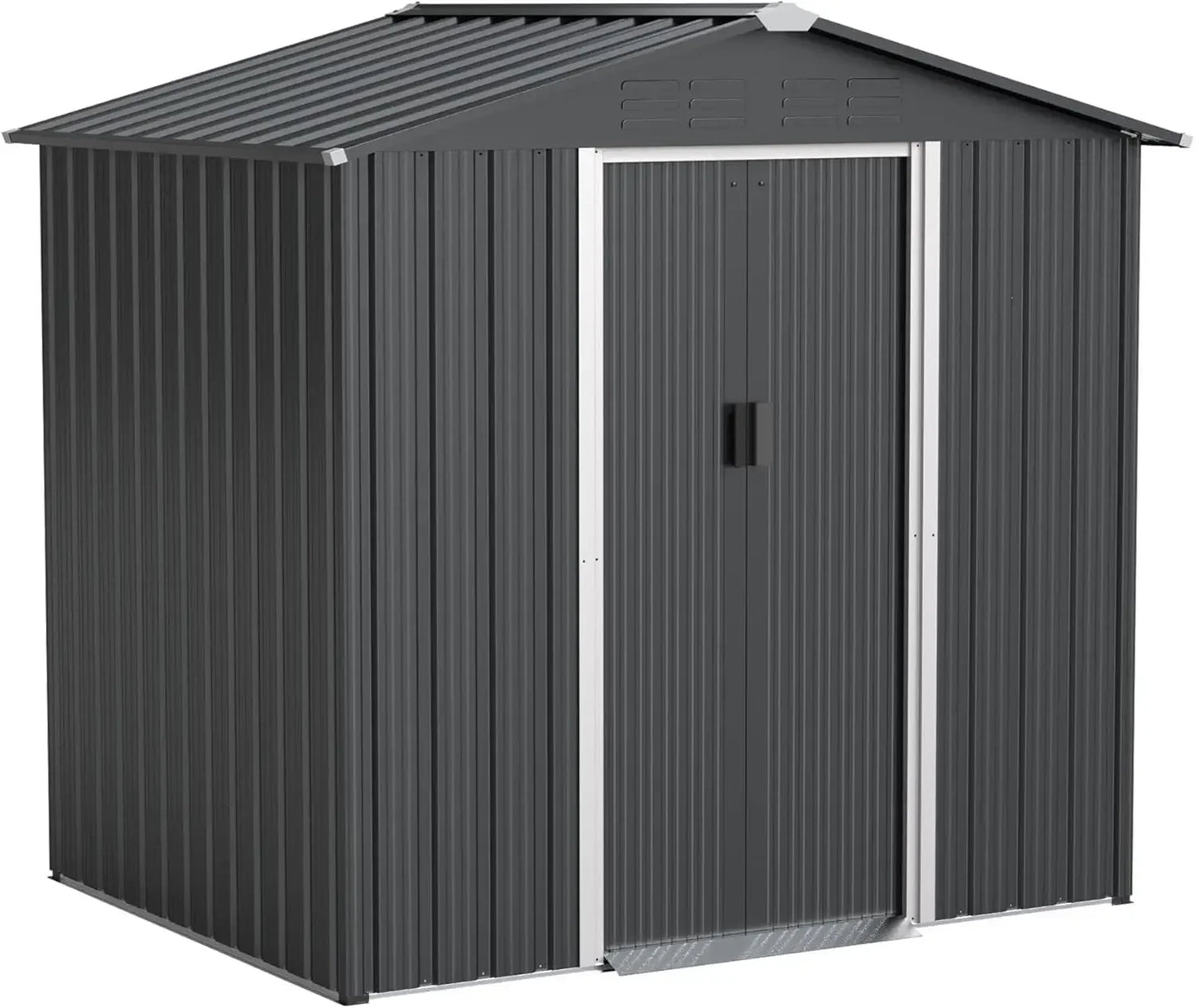 Lockable Metal Tool Shed with Sliding Door and Air Vents for Garden Storage