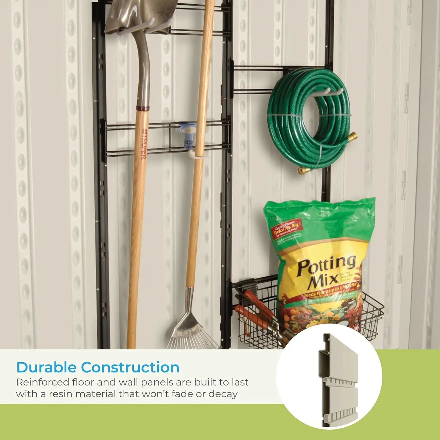 XMSJ Tremont Resin Shed Backyard Storage Unit with Skylights