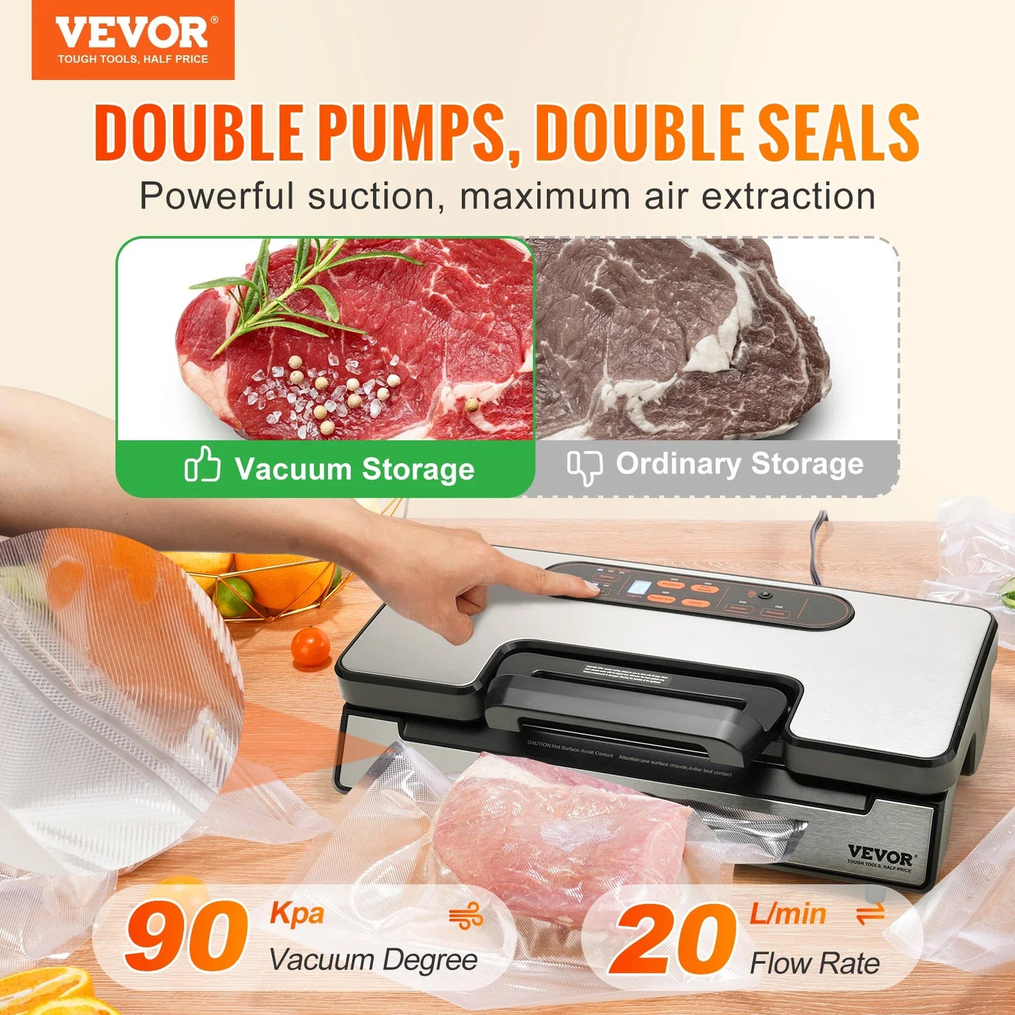 VEVOR Vacuum Sealer Machine Food Preservation Storage Saver