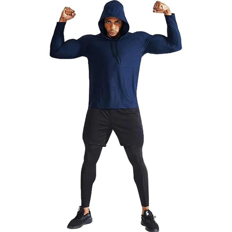 Sport Hoodies Jacket Men Gym Fitness Muscle Sweatshirt Sportswear Workout Athletic Pullovers Training Running Tracksuirts Men
