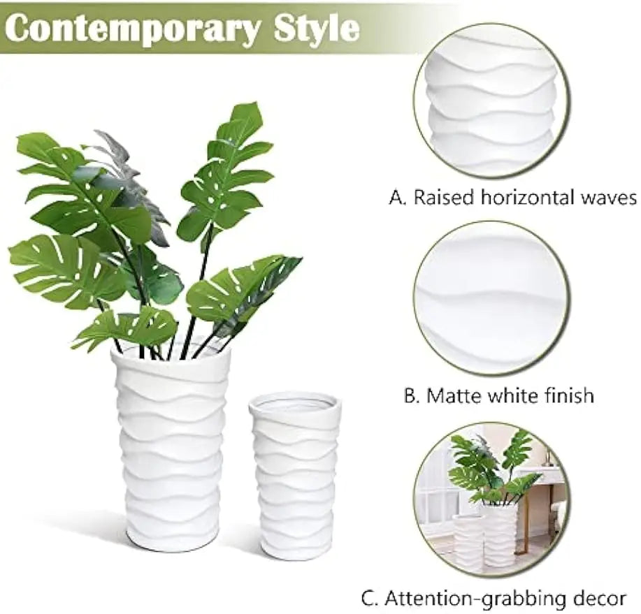XMSJ Tall Planter Set Outdoor Indoor Pots With Drainage