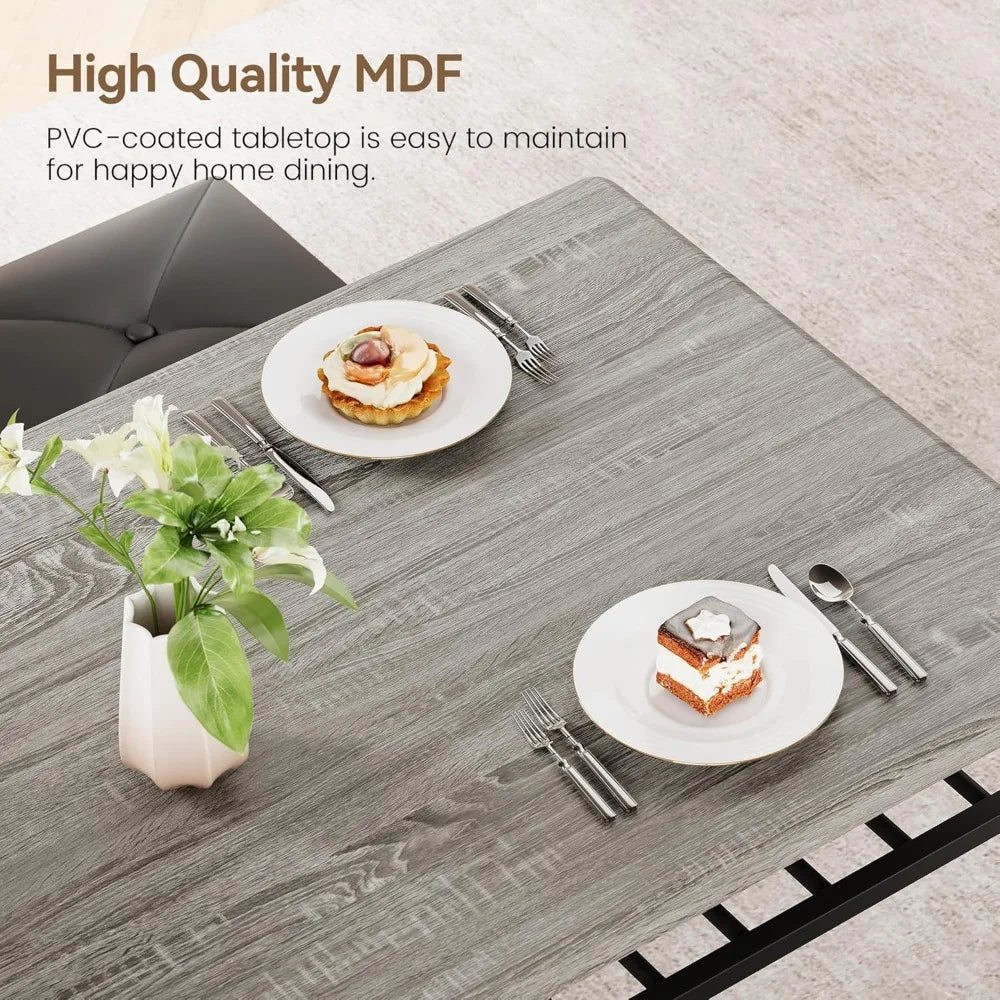 4 Piece Dining Table Set for 4 with Upholstered Bench And Square Stools - Kitchen Dining Set with Storage