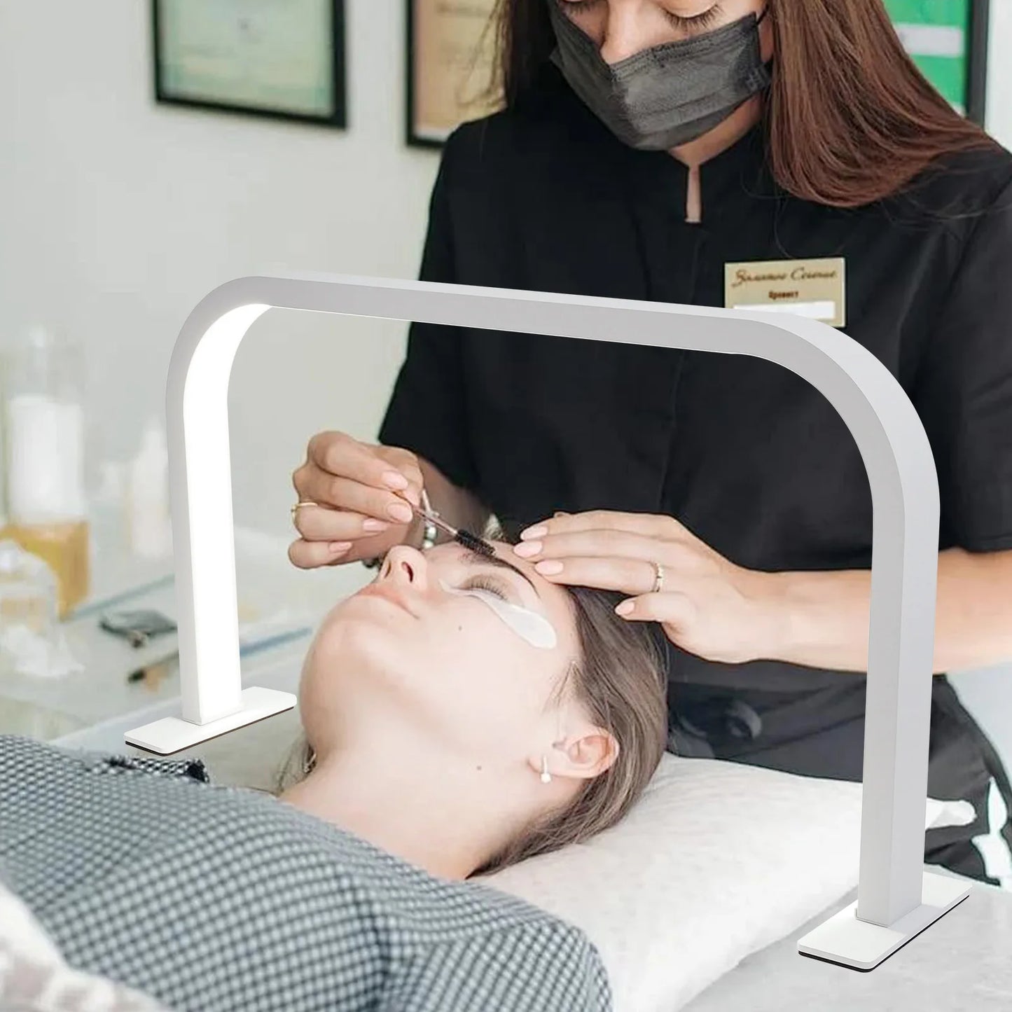 Adjustable Nail Desk Lamp 36W LED Task Light with 10 Brightness Levels Gooseneck 1600LM for Salon Home White Aluminum Body