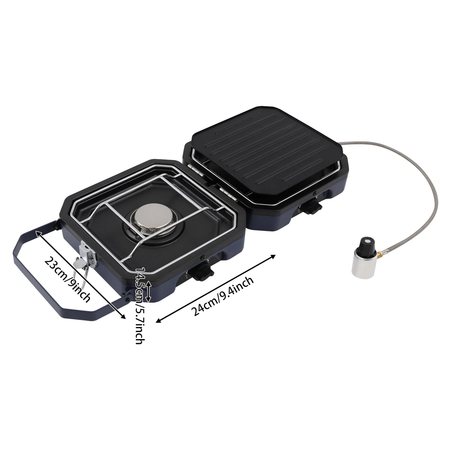 Camping Stove with Grill Pan Foldable Camp Stove 2-Burners Portable Stove for Camping BBQ