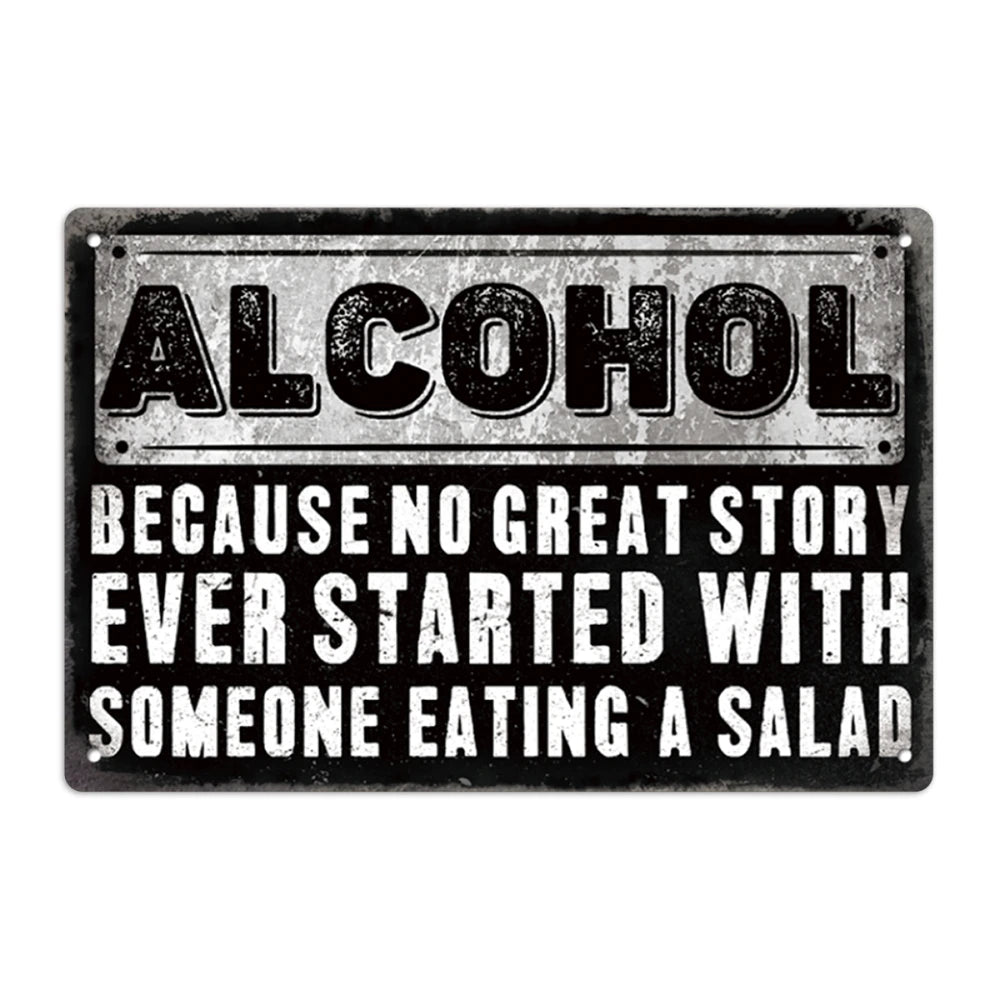 Putuo Decor 1PC Alcohol Metal Signs Funny Plaque Tin Wall Art Poster Plate for Bar Kitchen Man Cave Decor, 7.8 X 11.8 Inches