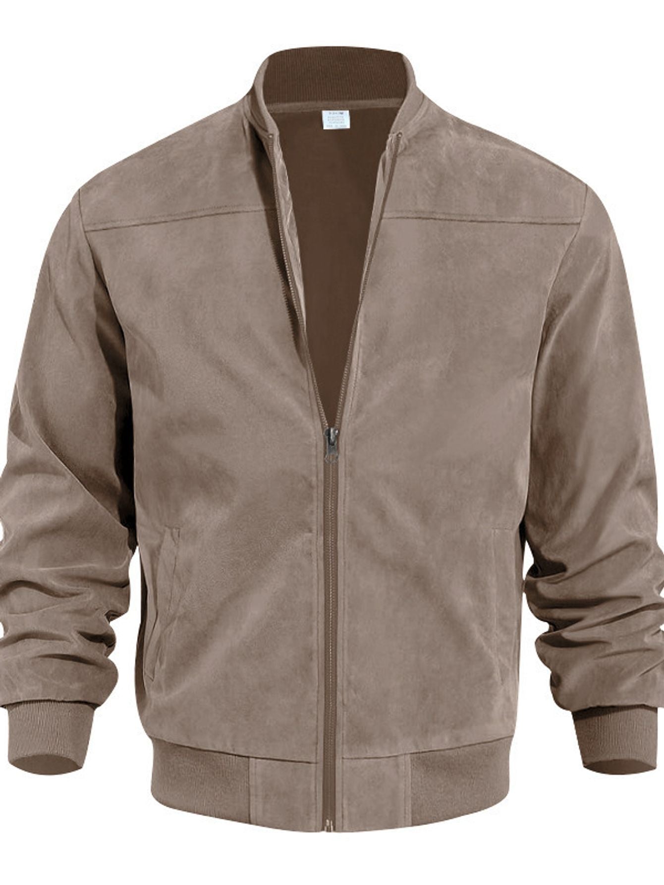 Men's Slim Fit Full-Zip Stand Collar Jacket - Luxury Full-Zip Closure, Zippered Pockets, Outerwear Coat for Fall/Winter, Navy Blue/Black/Other Colors, Machine Washable & Wrinkle-Resistant Casual to Formal Events, Patchwork De