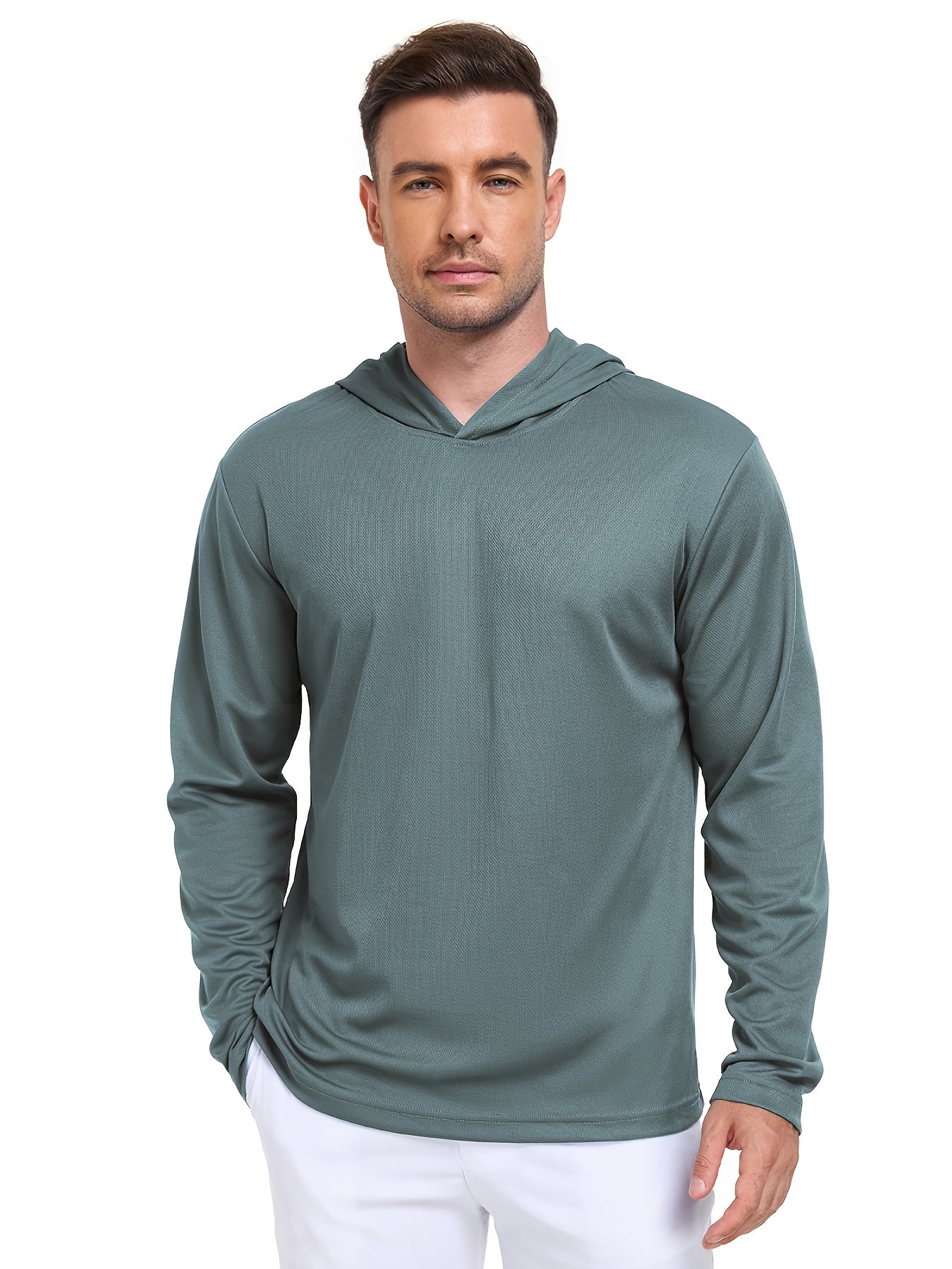 6pcs Men's UPF 50+ Hoodie Shirts Long Sleeve Fishing Swim Beach SPF Quick Dry Lightweight, Swimwear, Beachwear, Sporty Design, Activewear, Durable Construction, Stretchable Fabric, Performance Wear, Uv Protection Shirt, Sport