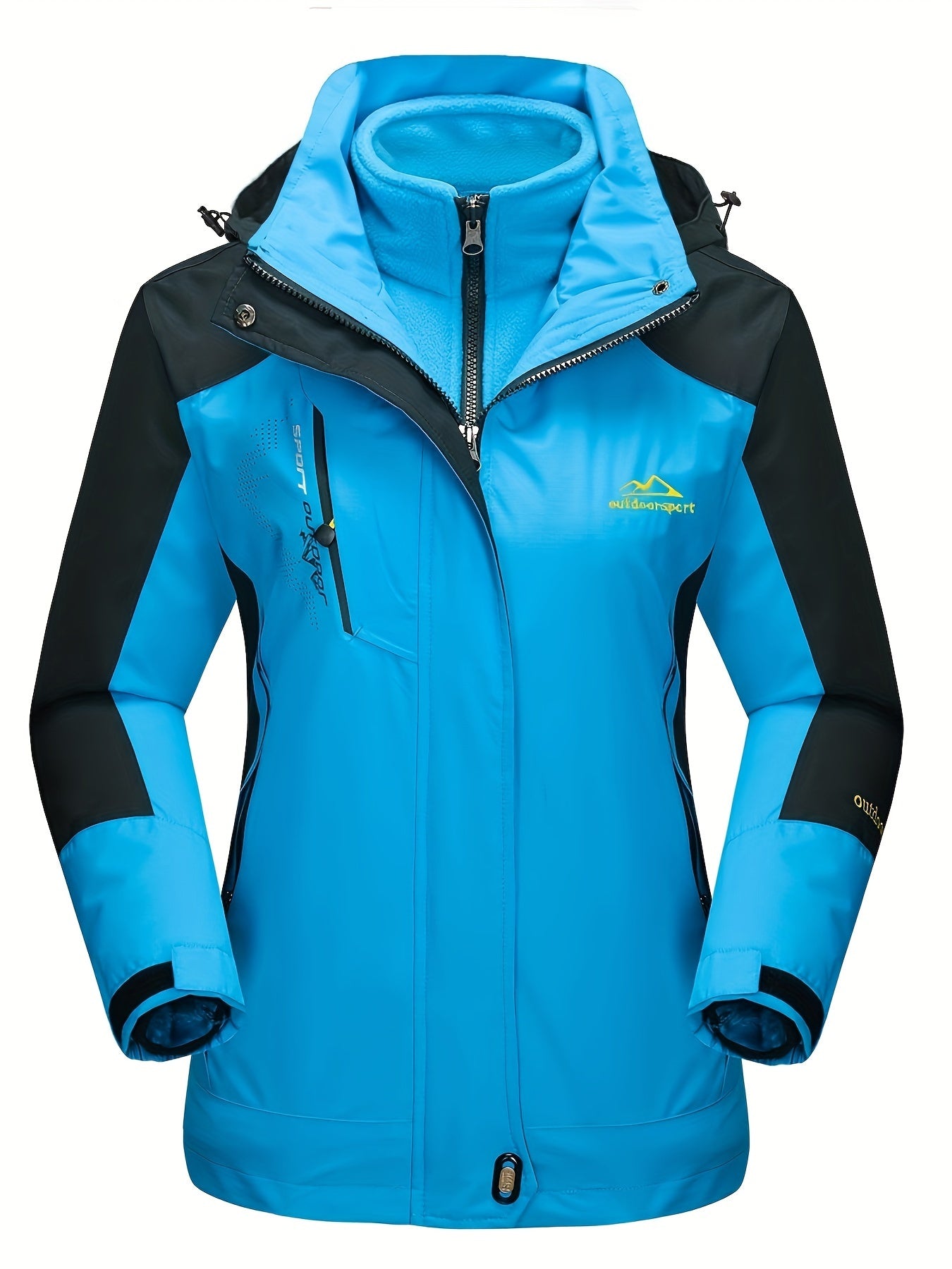 Women'S 3-in-1 Winter Coats Snow Ski Jacket Fleece Lined Winter Jacket Parka Windproof Hiking Hooded Coat Multi-pocket Winter Camping Parka Wear Resistant Snowboarding Warm Fleece Jacket