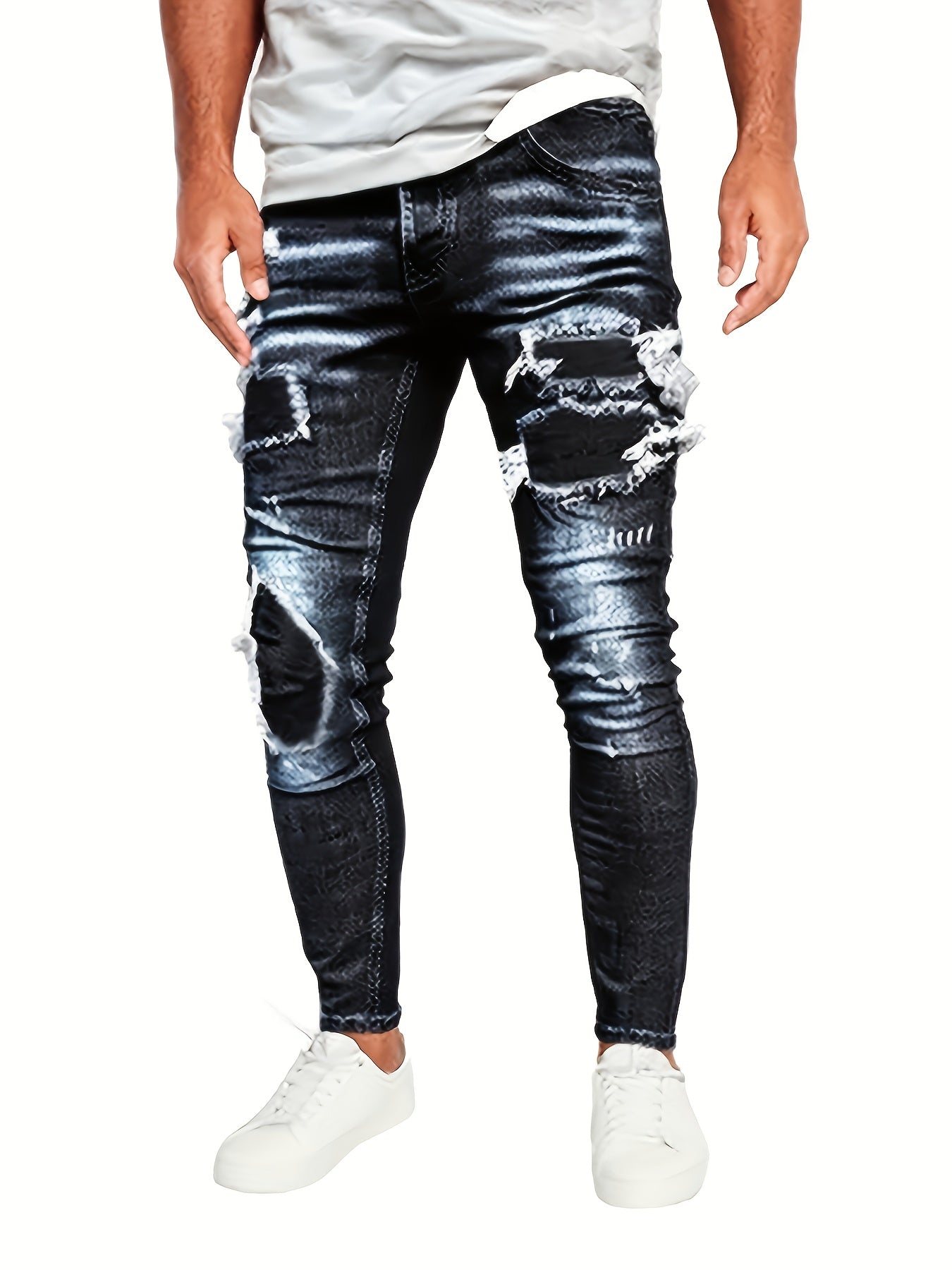 3 Packs - Fashionable Men'S Slim Faux Denim - Stretch Faux Denim for Men - Classic And Versatile for All Seasons, Faux Denim Special for Men, White Strech Faux Denim Regular Fit for Men, Stretch Faux Denim for Men Plus Size,