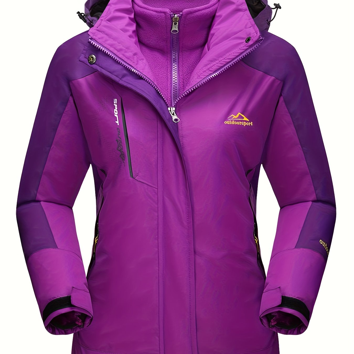 Women'S 3-in-1 Winter Coats Snow Ski Jacket Fleece Lined Winter Jacket Parka Windproof Hiking Hooded Coat Multi-pocket Winter Camping Parka Wear Resistant Snowboarding Warm Fleece Jacket