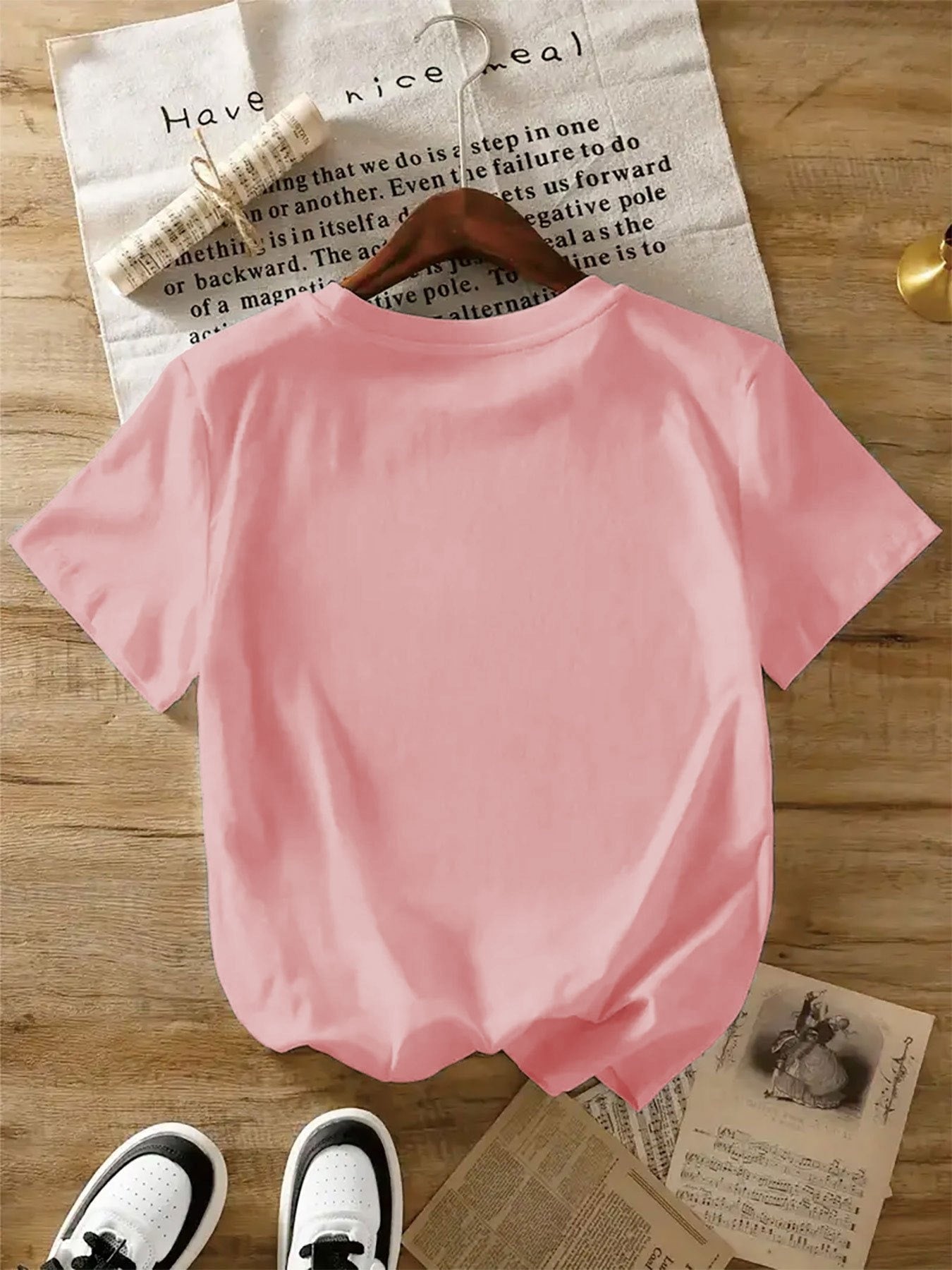 3pcs Women'S T-Shirts - Soft, Breathable, Casual Crew Neck Short Sleeve Tees with "Calvin" Print in Black, White, and Pink - Perfect for Spring/Summer, Available in Multiple Colors from Local Warehouse, Casual Wear | Minimali