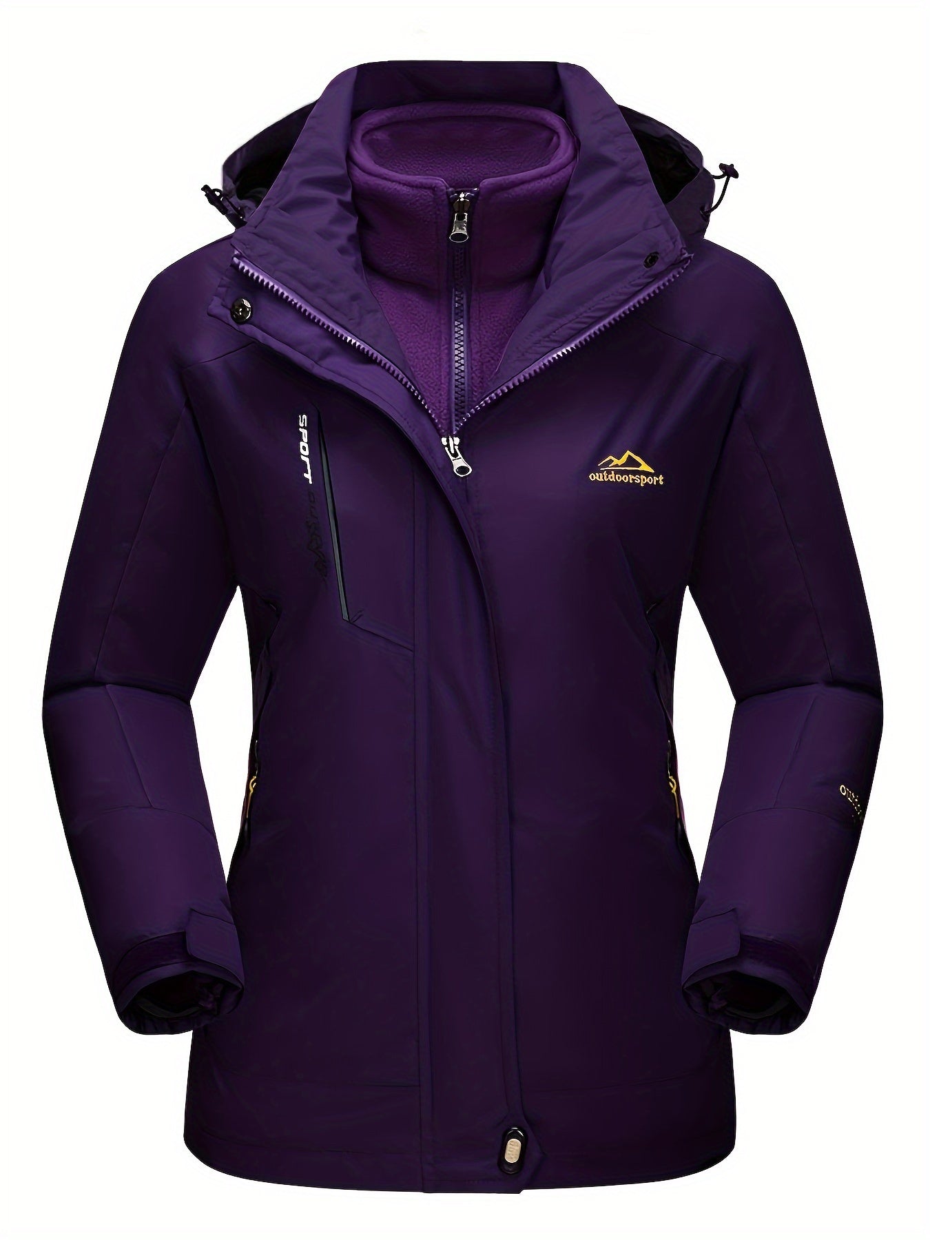 Women'S 3-in-1 Winter Coats Snow Ski Jacket Fleece Lined Winter Jacket Parka Windproof Hiking Hooded Coat Multi-pocket Winter Camping Parka Wear Resistant Snowboarding Warm Fleece Jacket