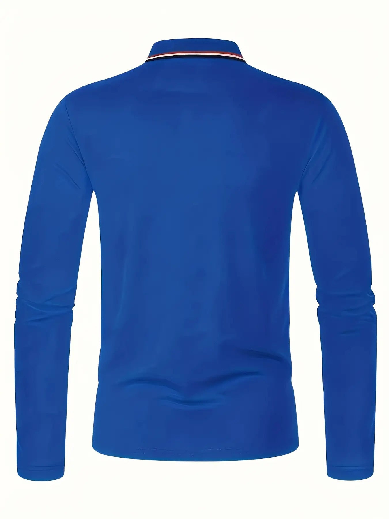 Men's -Inspired Long Sleeve Dress Shirt - Bright Blue with White Player Print & Red/White Striped Collar, Breathable Slim Fit, Machine Washable, All-Season Casual & Semi-Formal Wear with Swing Button Placket - Ideal for Outin