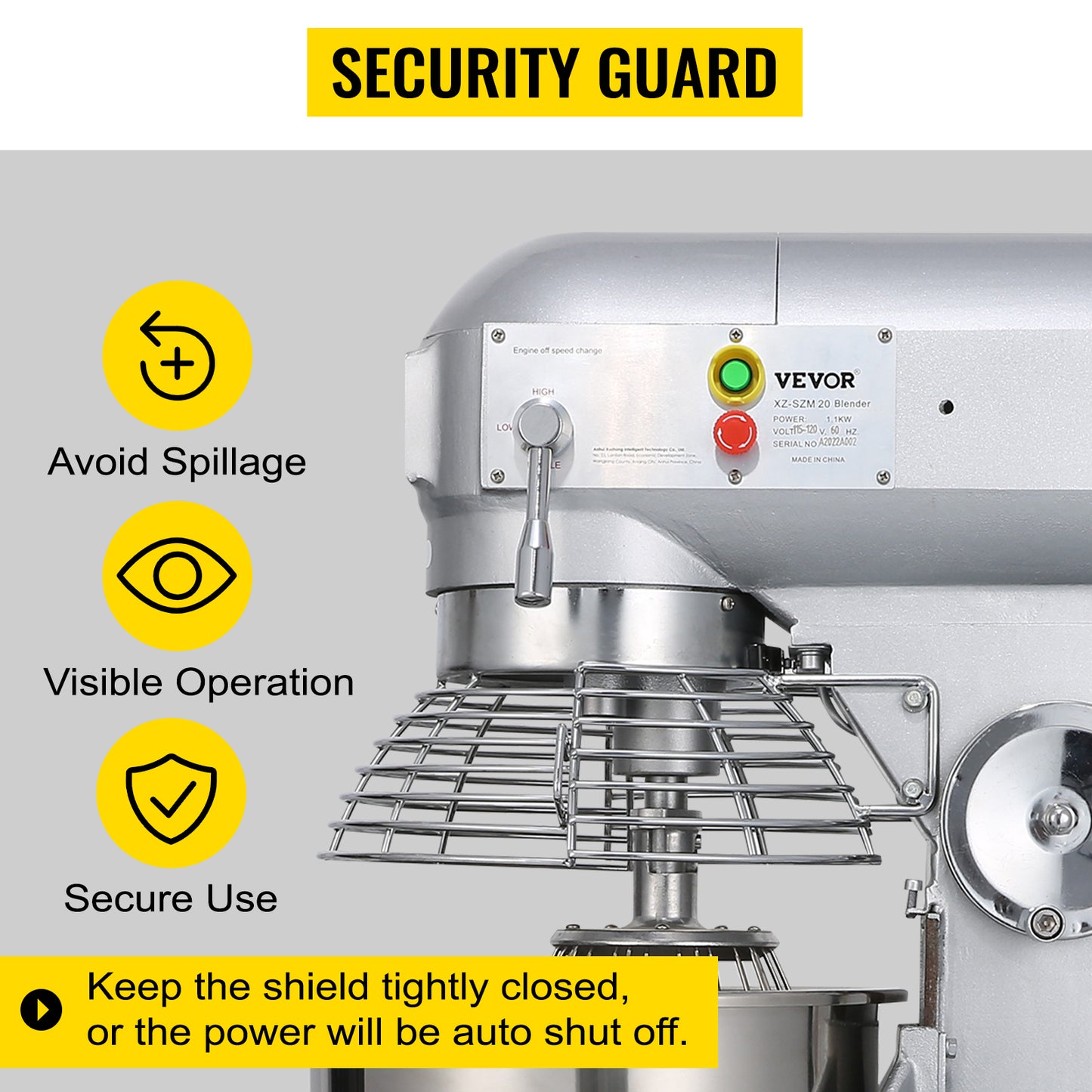 SucceBuy Electric Dough Machine 10 to 30 Liter Stainless Steel Commercial Cream Egg Whisk Mixer Kitchen Food Stand Blender