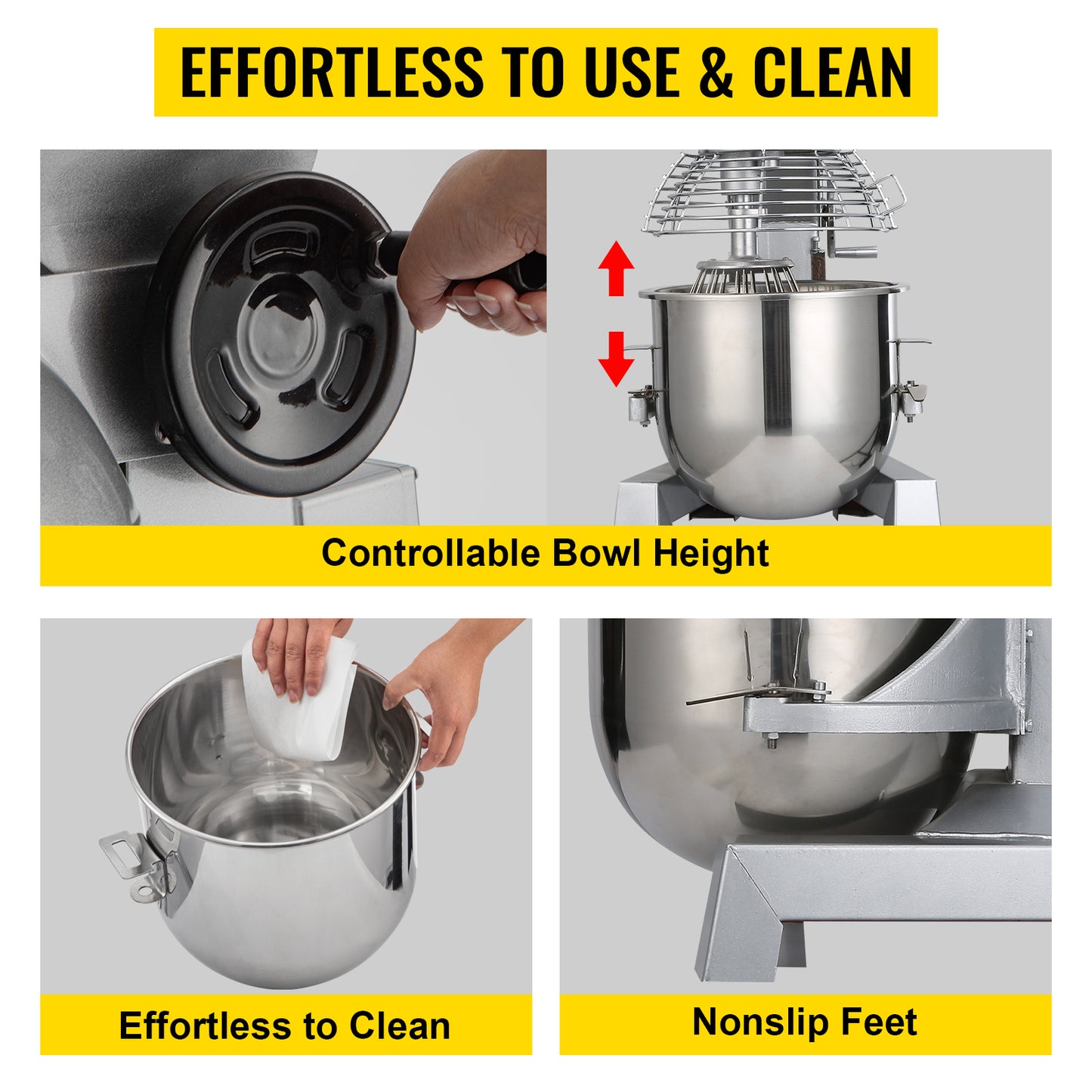 SucceBuy Electric Dough Machine 10 to 30 Liter Stainless Steel Commercial Cream Egg Whisk Mixer Kitchen Food Stand Blender