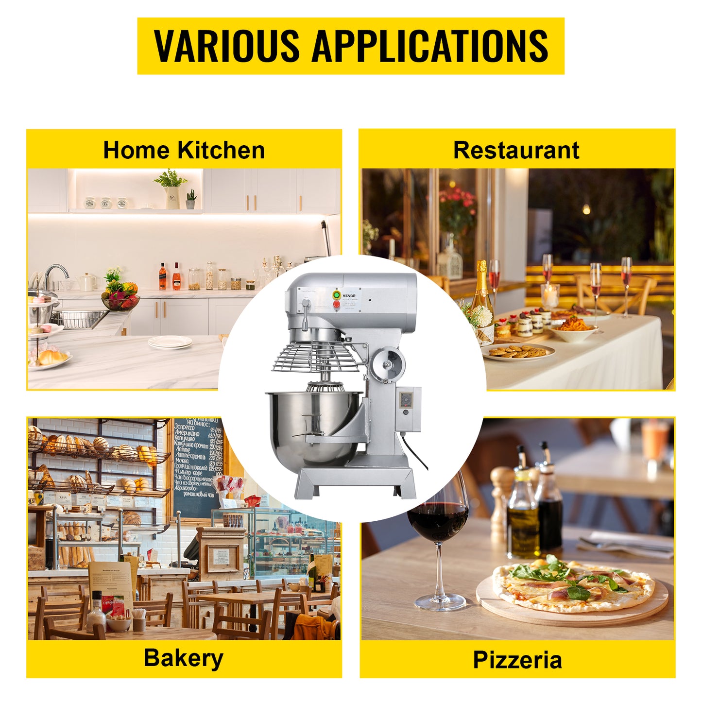 SucceBuy Electric Dough Machine 10 to 30 Liter Stainless Steel Commercial Cream Egg Whisk Mixer Kitchen Food Stand Blender