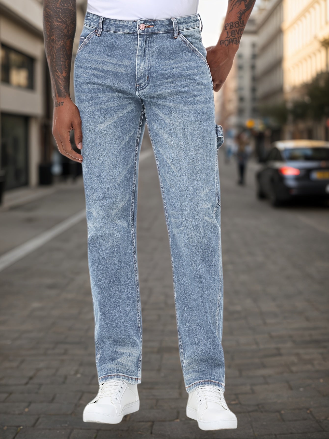 Men'S Regular Fit Stretch Carpenter Pants Durable Comfortable Utility Work Jeans For Daily Wear