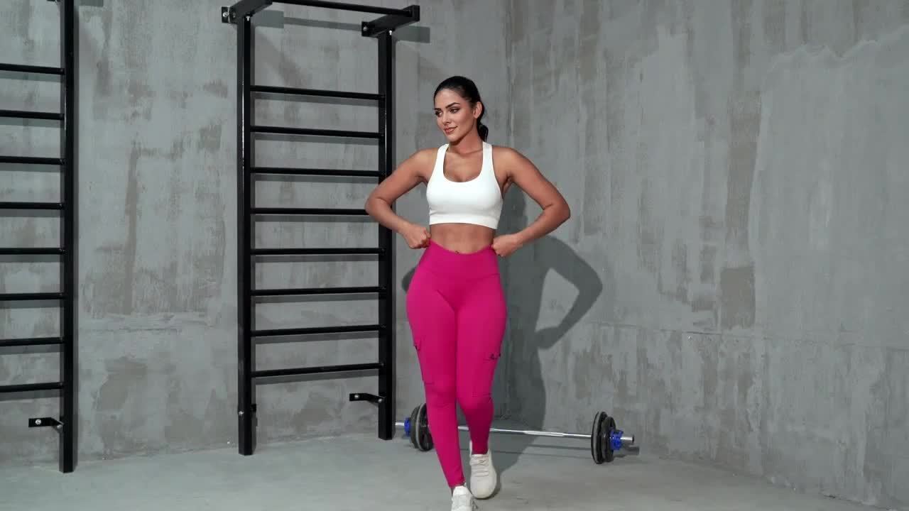 8-pack High Waist Yoga Leggings, 8pcs Leggings Set, 4 Way Stretch, Butt Lifting Tummy Control, 4 Button Pockets Workout Running Sports Pants