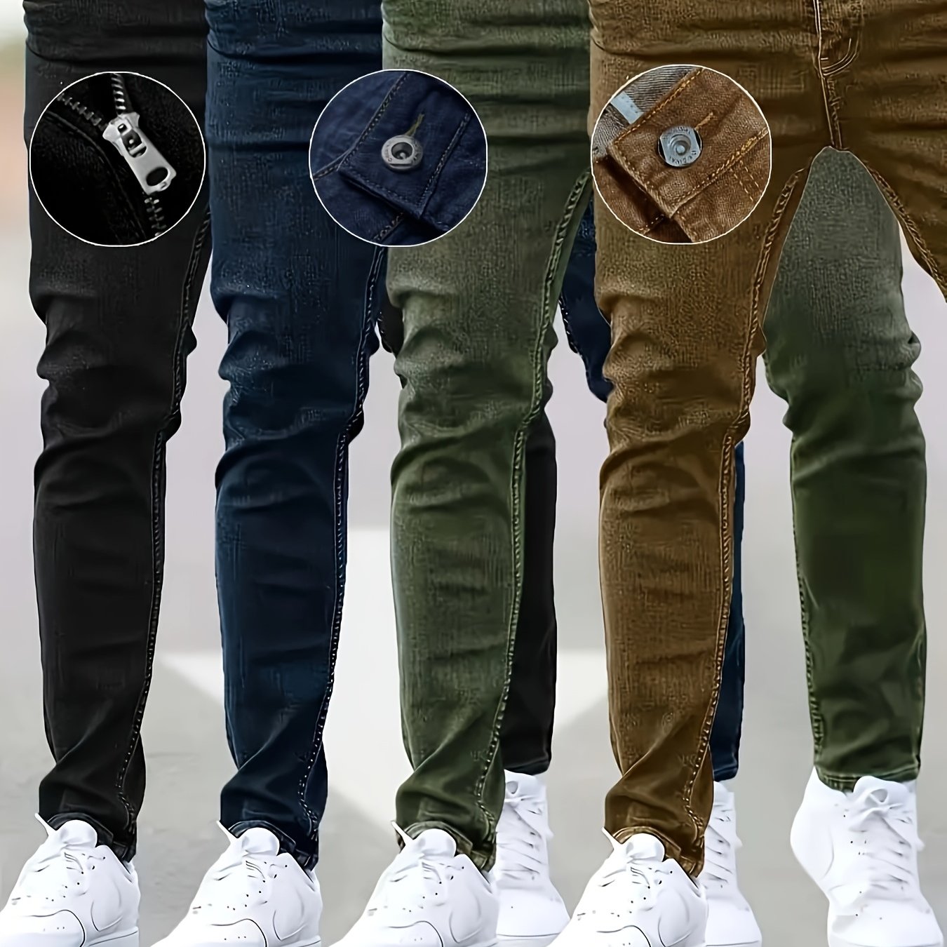 4 Pack High Street Fashion Men's Jeans - Versatile Stretch Slim Fit Men's Jeans