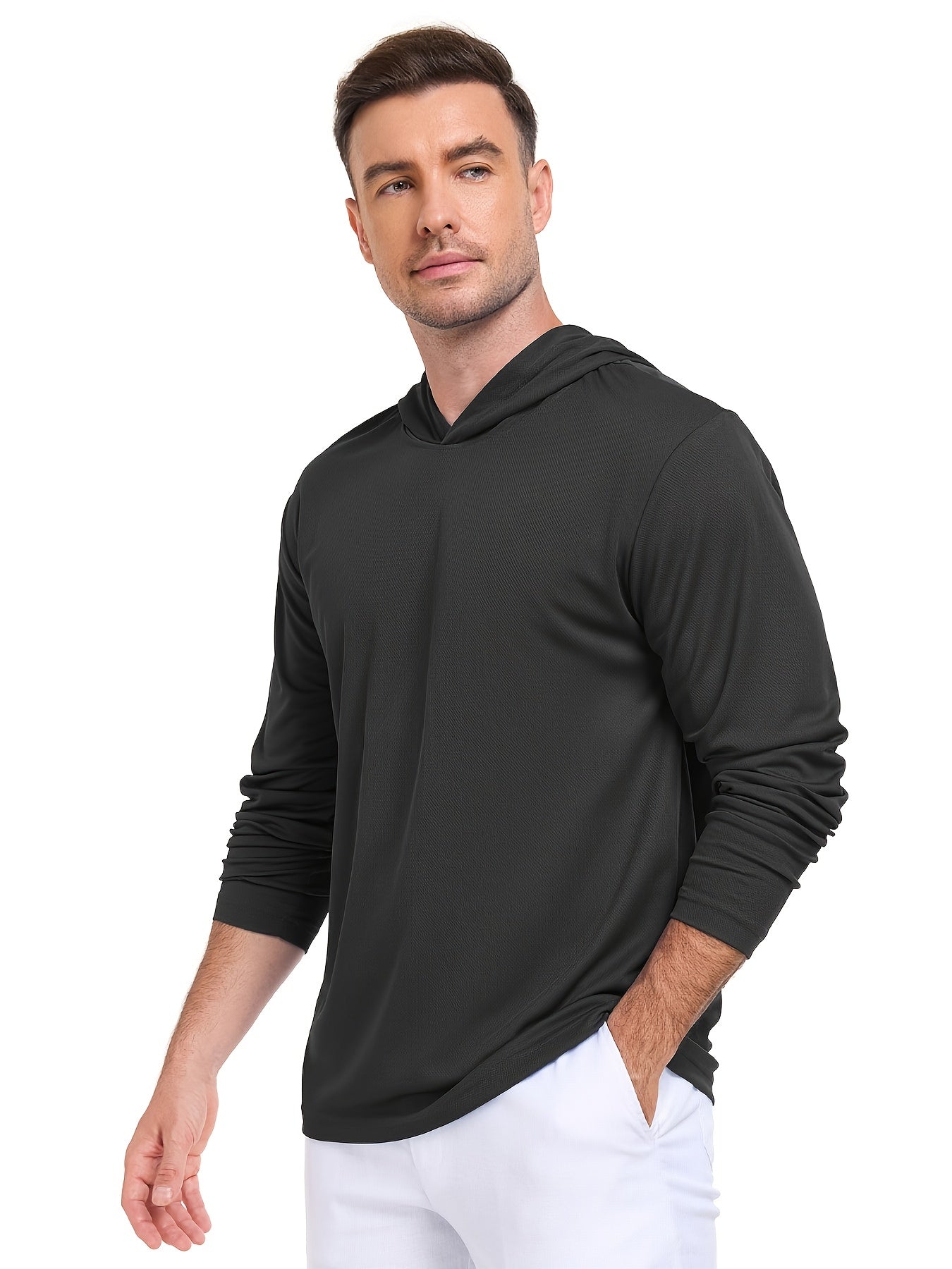 6pcs Men's UPF 50+ Hoodie Shirts Long Sleeve Fishing Swim Beach SPF Quick Dry Lightweight, Swimwear, Beachwear, Sporty Design, Activewear, Durable Construction, Stretchable Fabric, Performance Wear, Uv Protection Shirt, Sport