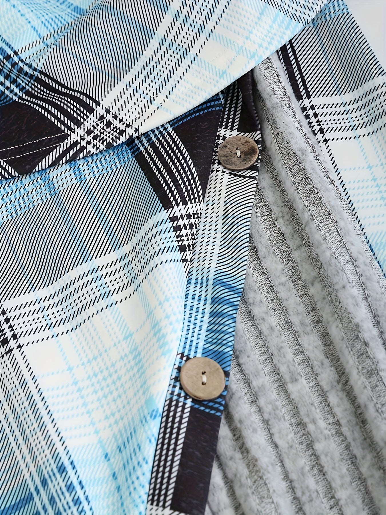 Women'S Oblique Collar Folded Tightened Plaid Stitching Hem Mid-length Long-sleeved Dress