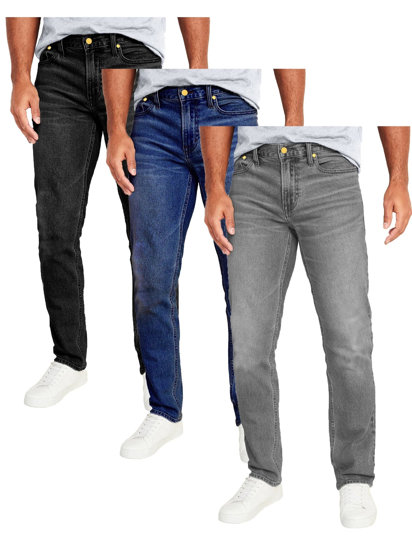 3-Pack Men's Flex Stretch Slim Straight Jeans