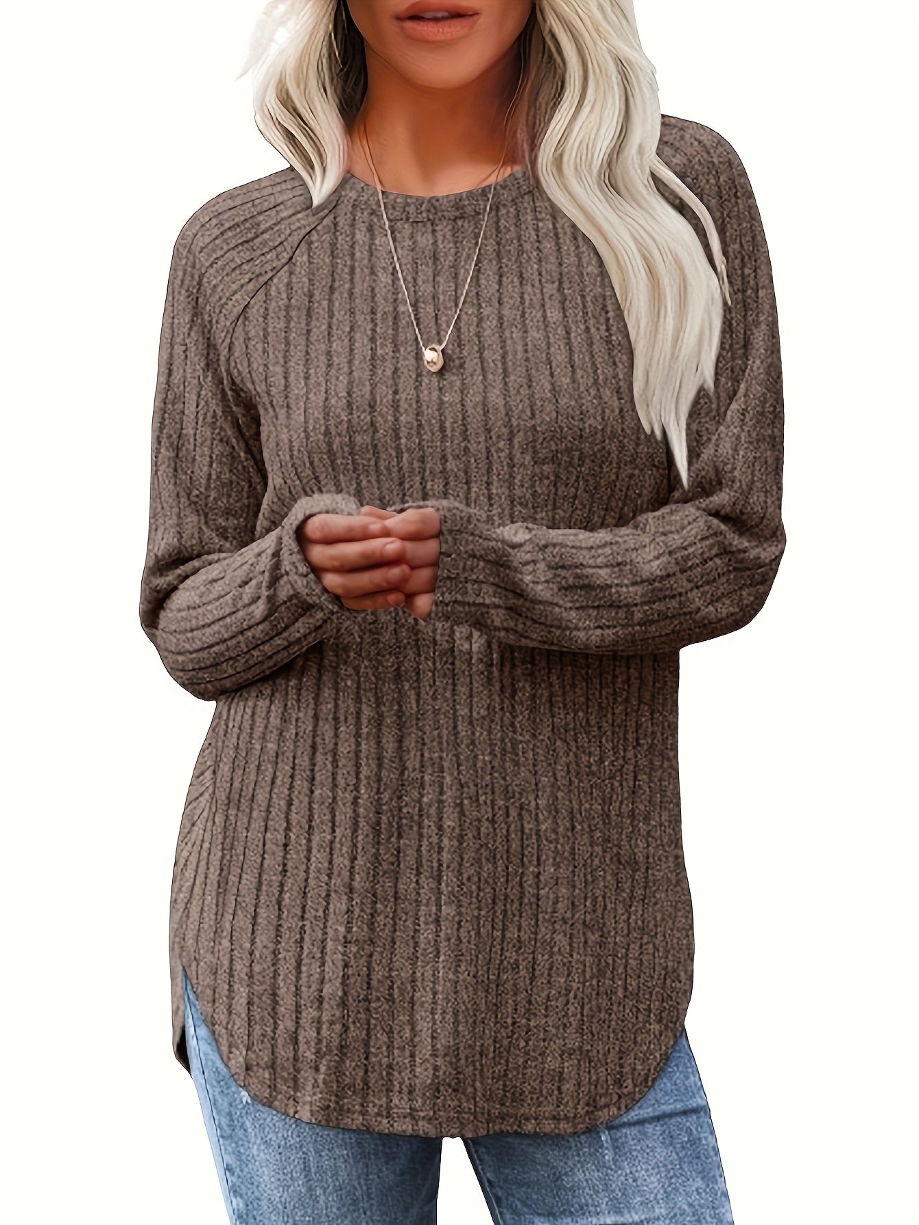 3pcs Women's Casual Loose-Fit Round Neck Long Sleeve Sweaters - Solid Color Machine Washable All-Season Tops in Brown/Beige/Black, Cute Sweaters