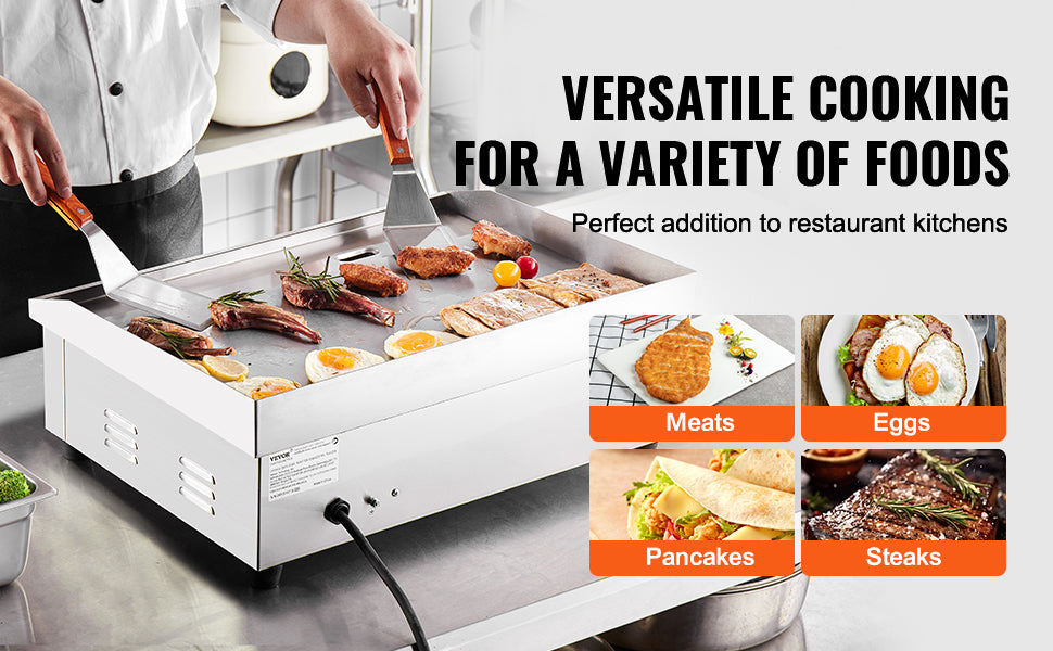 SucceBuy 3200W Commercial Electric Griddle Countertop Flat Top Grill for Home and Restaurant Use Temperature Range 122 to 572 Degrees Fahrenheit