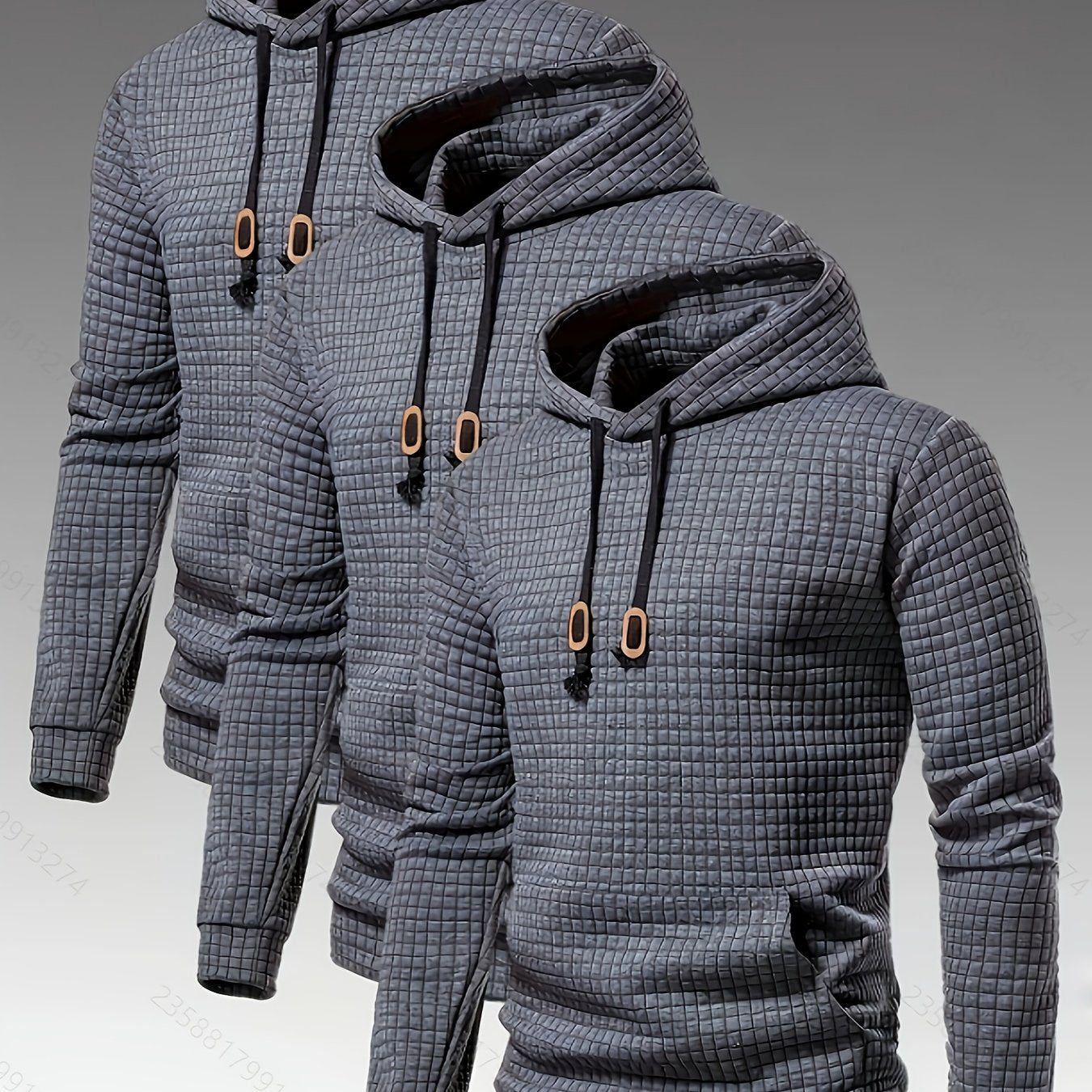 [Heavy-Duty Hooded Sweatshirts] 3pcs Heavy-Duty Men's Hooded Sweatshirts | Pullover Hoodies with Kangaroo Pocket, Dark Grey/Charcoal, Machine Washable Non-Stretch Fabric for Gym, Everyday & Formal Wear - Minimalist Men's Ward