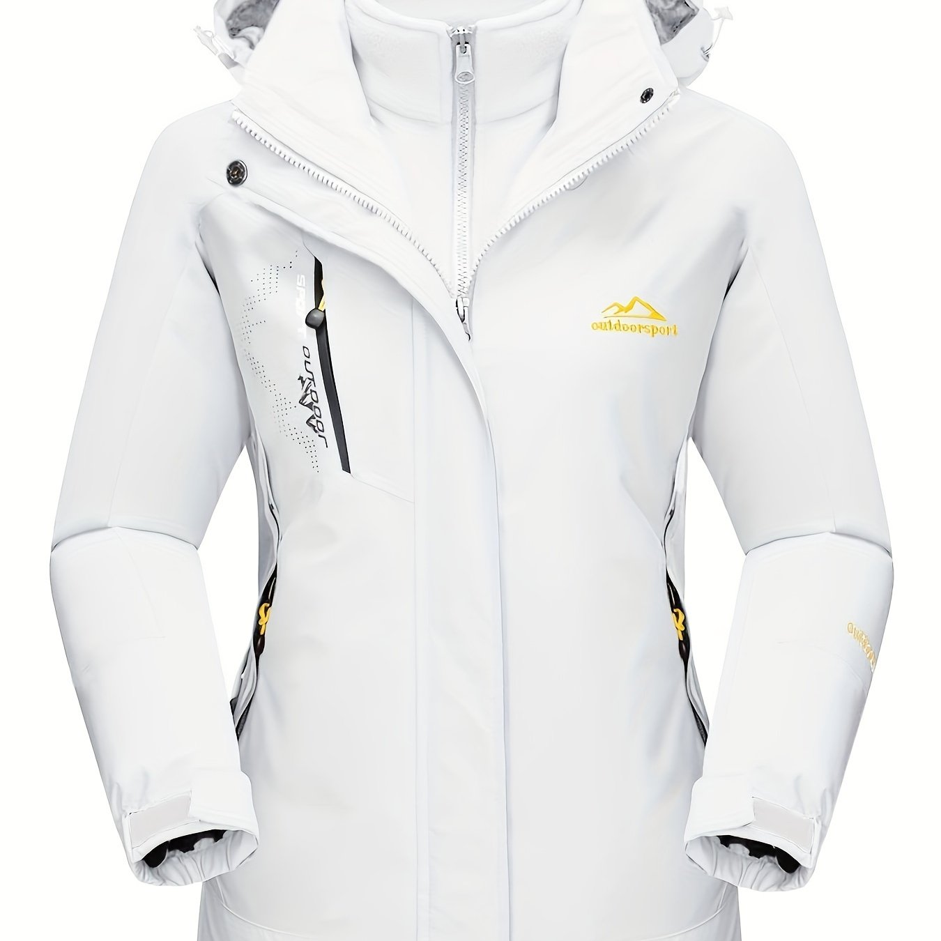 Women'S 3-in-1 Winter Coats Snow Ski Jacket Fleece Lined Winter Jacket Parka Windproof Hiking Hooded Coat Multi-pocket Winter Camping Parka Wear Resistant Snowboarding Warm Fleece Jacket