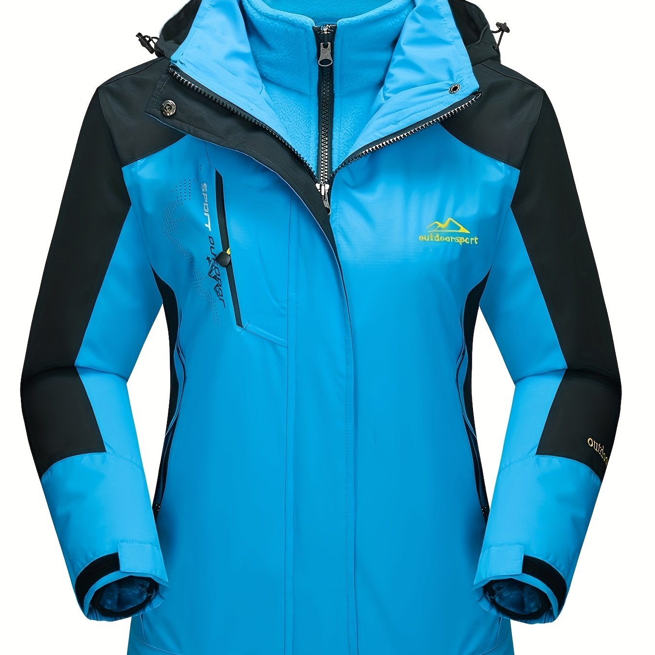 Women'S 3-in-1 Winter Coats Snow Ski Jacket Fleece Lined Winter Jacket Parka Windproof Hiking Hooded Coat Multi-pocket Winter Camping Parka Wear Resistant Snowboarding Warm Fleece Jacket