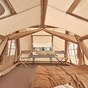 Large Inflatable Tent 135 SQFT for 8 to 10 Person Four Season Waterproof Quick Setup Cabin Tent with Reflective Mylar 600D Oxford Material