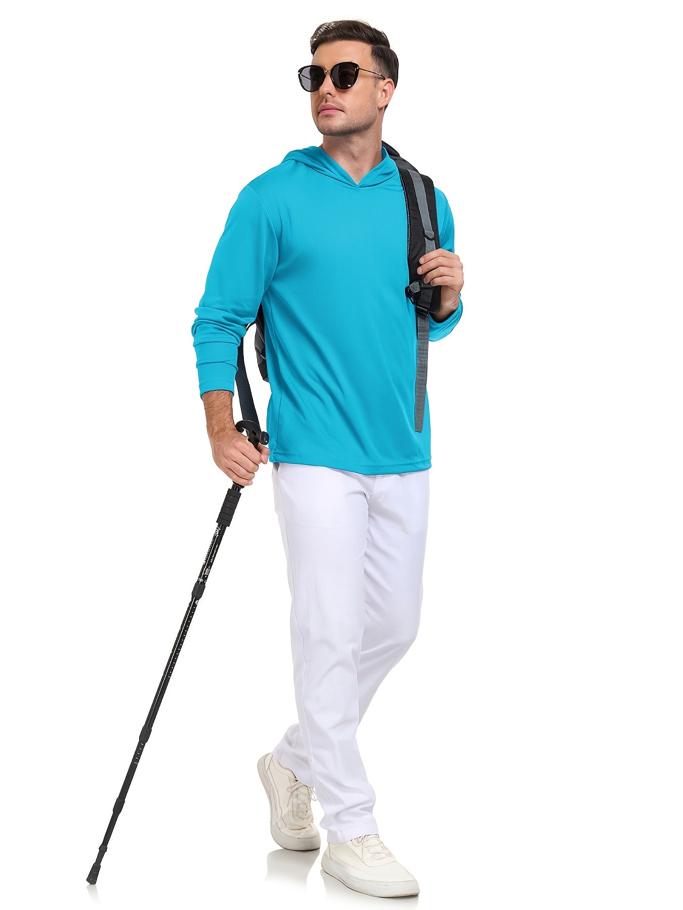 6pcs Men's UPF 50+ Hoodie Shirts Long Sleeve Fishing Swim Beach SPF Quick Dry Lightweight, Swimwear, Beachwear, Sporty Design, Activewear, Durable Construction, Stretchable Fabric, Performance Wear, Uv Protection Shirt, Sport