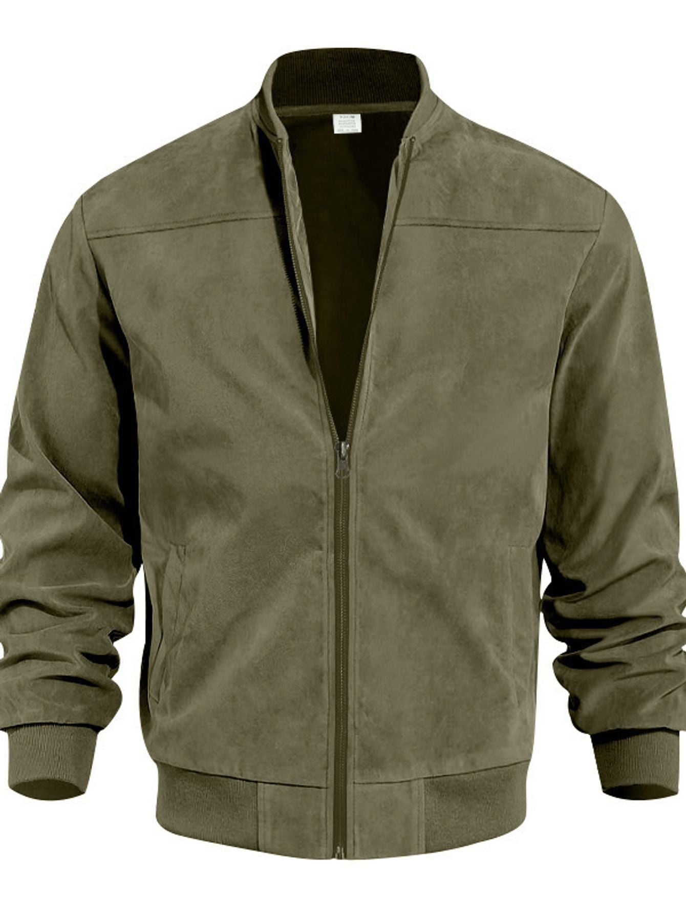 Men's Slim Fit Full-Zip Stand Collar Jacket - Luxury Full-Zip Closure, Zippered Pockets, Outerwear Coat for Fall/Winter, Navy Blue/Black/Other Colors, Machine Washable & Wrinkle-Resistant Casual to Formal Events, Patchwork De