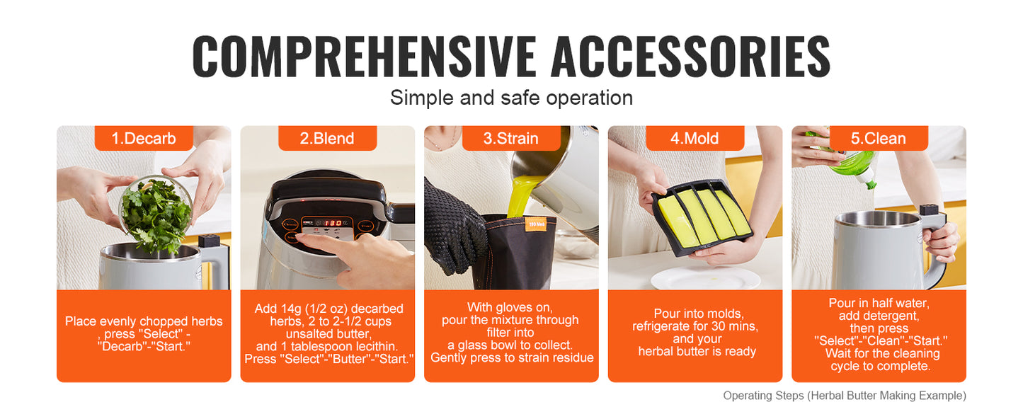 VEVOR Butter Maker Machine with Herbal Infuser Oil Infusion Magic Butter Machine Customizable Temperature 40.6oz Capacity 900W Power