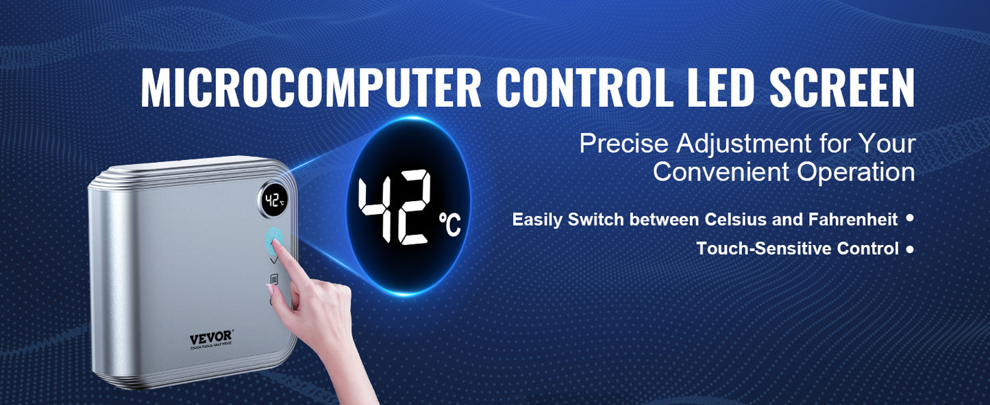 VEVOR 7KW Tankless Electric Water Heater On-Demand Instant under Sink Boiler for Kitchen Bathroom Faucet And Shower