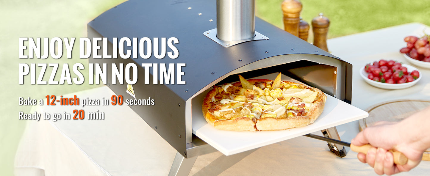 SucceBuy 12 Inch Wood Fired Portable Pizza Oven Food Grade Stainless Steel BBQ for Backyard Camping Picnics Outdoor Cooking