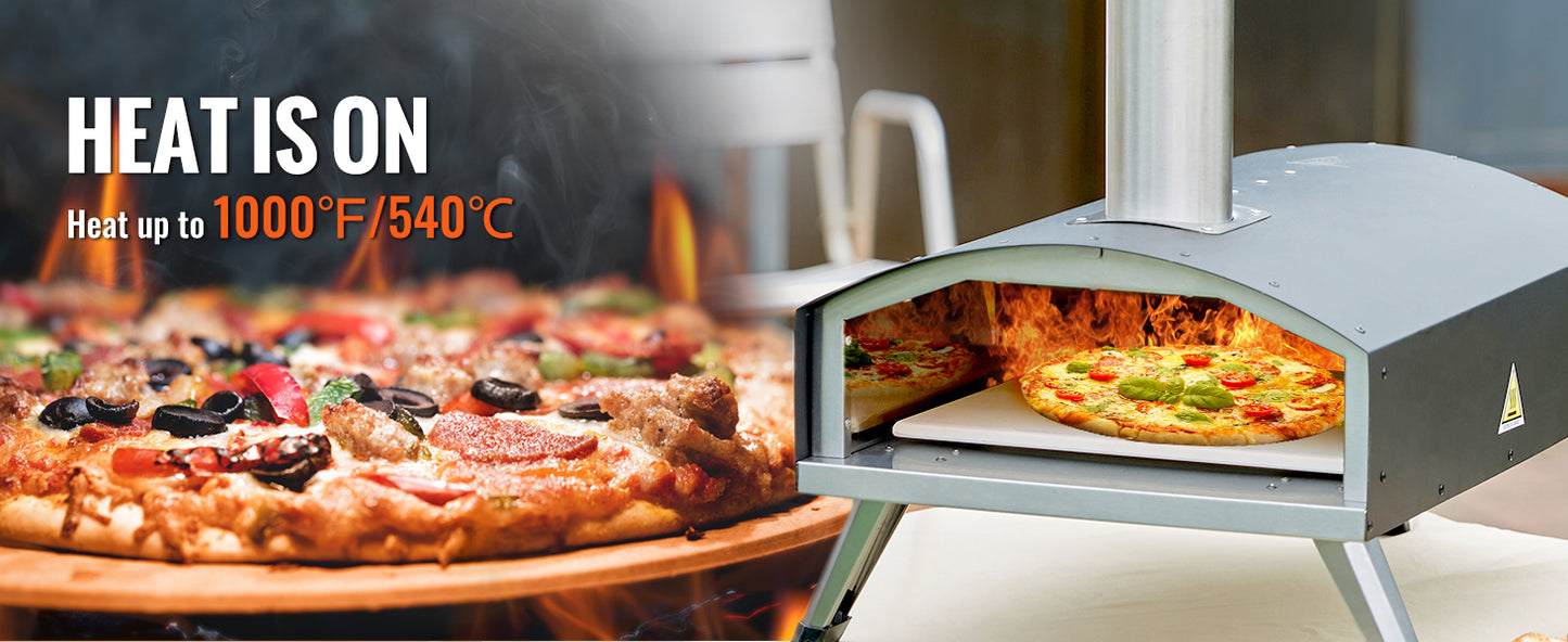 SucceBuy 12 Inch Wood Fired Portable Pizza Oven Food Grade Stainless Steel BBQ for Backyard Camping Picnics Outdoor Cooking
