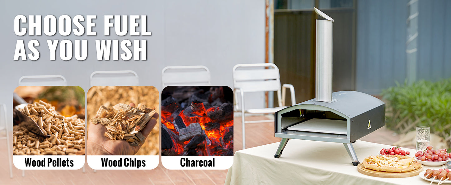 SucceBuy 12 Inch Wood Fired Portable Pizza Oven Food Grade Stainless Steel BBQ for Backyard Camping Picnics Outdoor Cooking