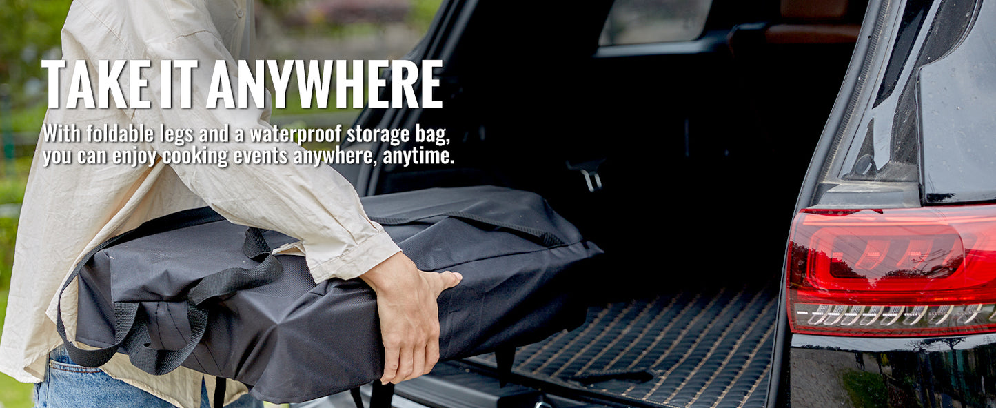 SucceBuy 12 Inch Wood Fired Portable Pizza Oven Food Grade Stainless Steel BBQ for Backyard Camping Picnics Outdoor Cooking