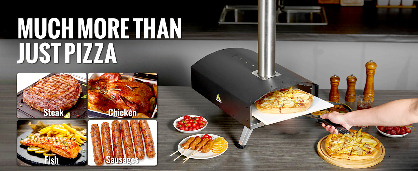 SucceBuy 12 Inch Wood Fired Portable Pizza Oven Food Grade Stainless Steel BBQ for Backyard Camping Picnics Outdoor Cooking