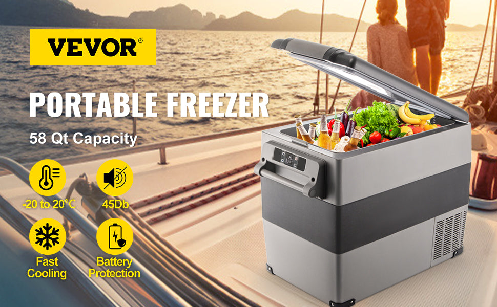 Vevor Portable Car Refrigerator Mini Fridge Freezer 20L 22L 35L 45L 55L Compressor Cooler 12V 24V DC Ice Box for Camping