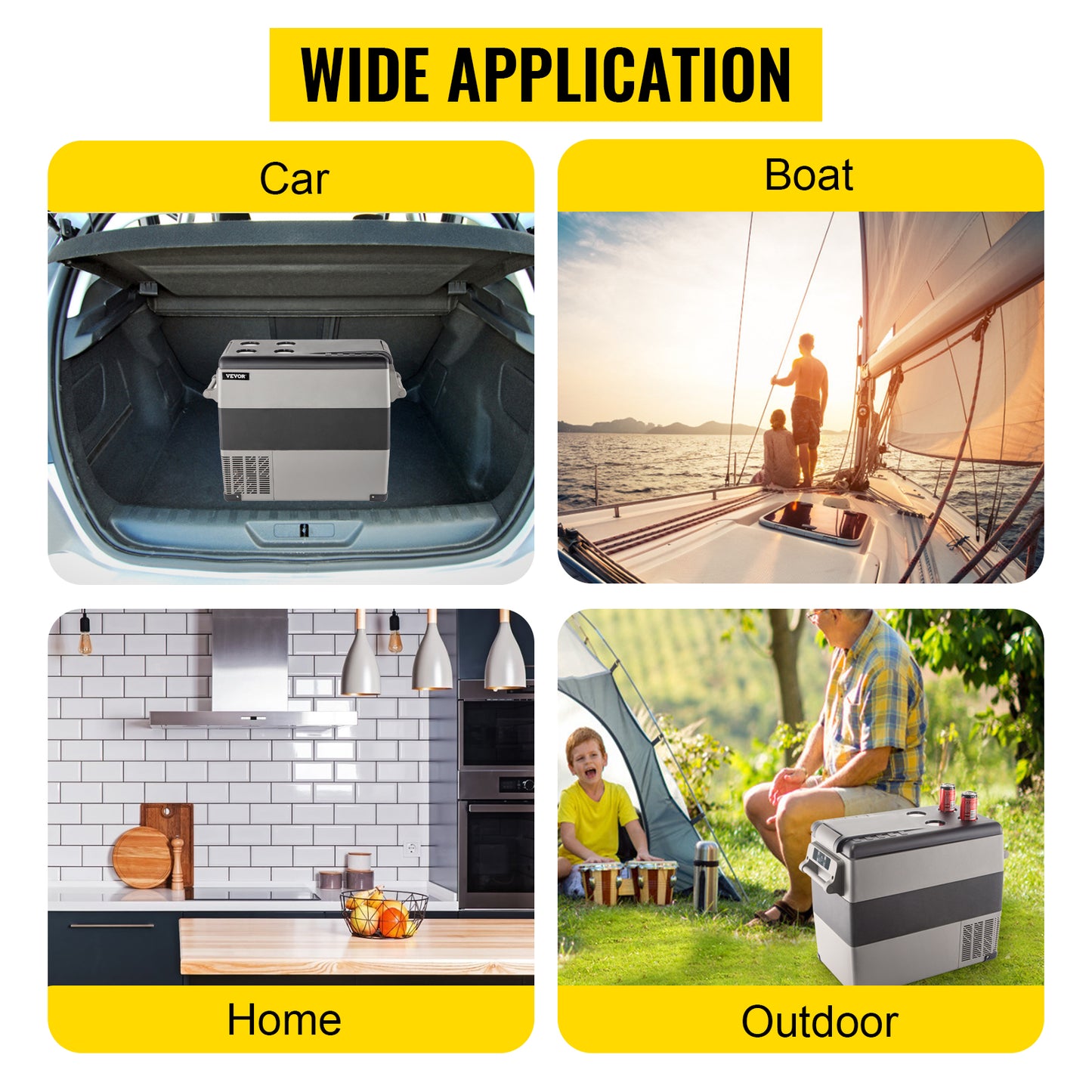 Vevor Portable Car Refrigerator Mini Fridge Freezer 20L 22L 35L 45L 55L Compressor Cooler 12V 24V DC Ice Box for Camping