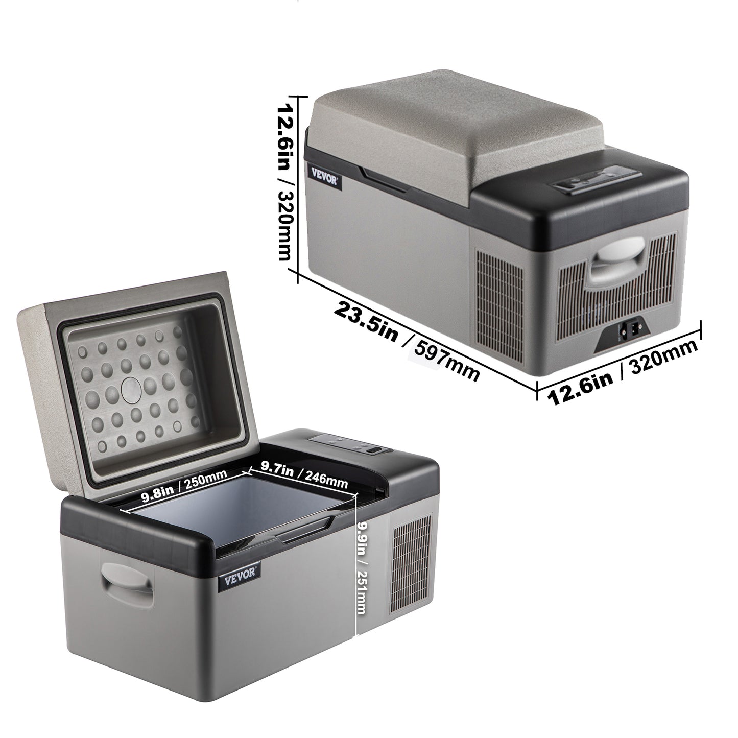 Vevor Portable Car Refrigerator Mini Fridge Freezer 20L 22L 35L 45L 55L Compressor Cooler 12V 24V DC Ice Box for Camping